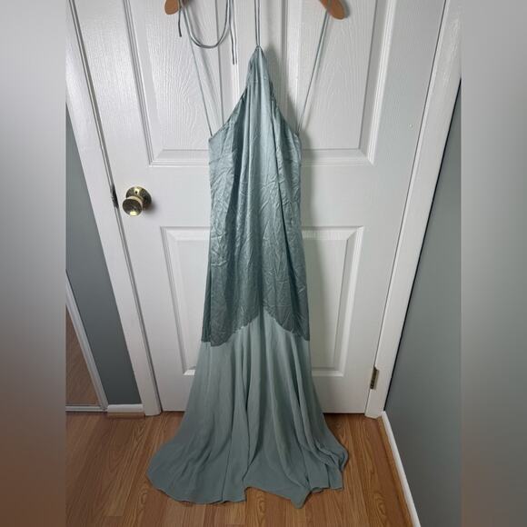 Reformation Tosca Silk Dress Aquamarine 10 - Picture 5 of 7